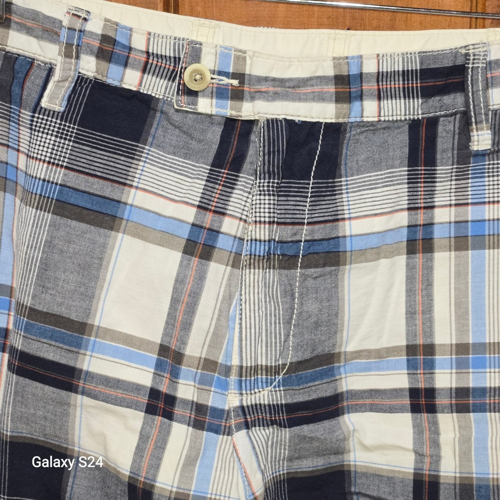 Gap Mens Reversible Plaid Shorts Blue White Cotton Casual Size‎ 38 RN54023